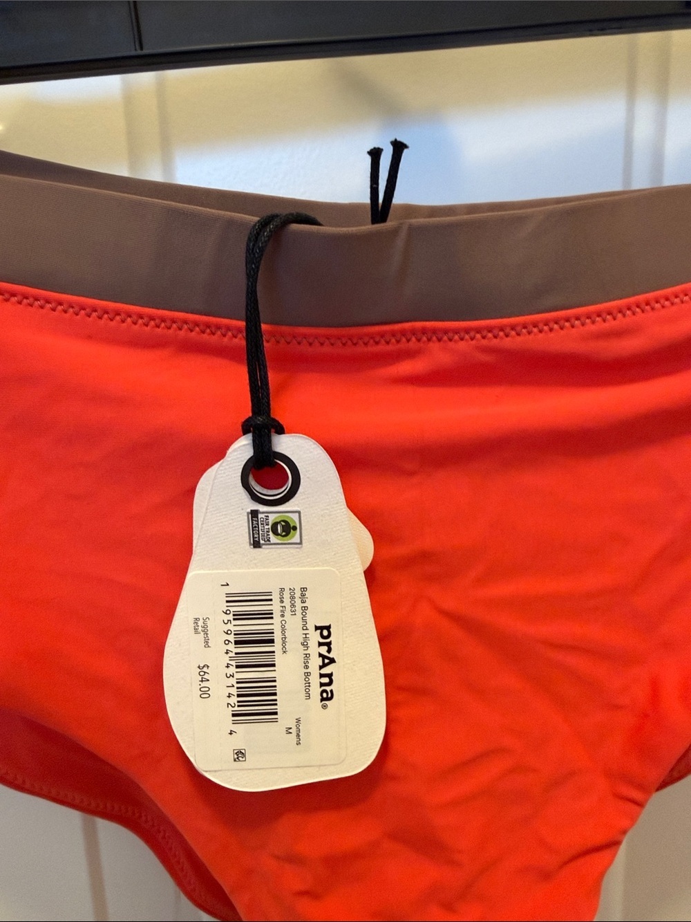 Prana Red Briefs with Tan Waistband and Black & White Accents - Picture 2 of 5